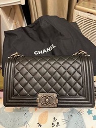 Chanel boy25復古銀扣荔枝皮