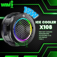 15W Ice Cooled Phone Cooler X108 MINI Gaming Fast Cooling Radiator Magnetic Back-Clip 2 in 1 RGB Lig