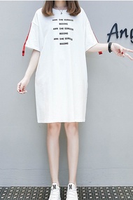 Large size women s fat mm loose plus fertilizer enlarged size T-shirt dress