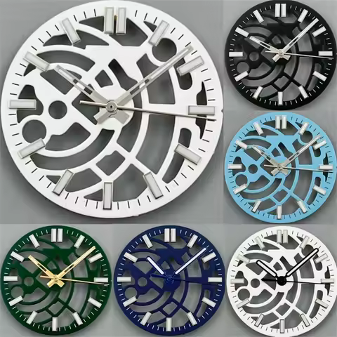 NH70 NH72 29mm black white green blue Hollowing Out Watch Dial and Hand Set green luminous Fit NH70 