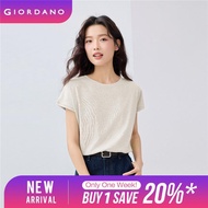 GIORDANO Women T-Shirts Lightweight Summer Melange Tee Crewneck Cap Sleeve Smooth Simple Basic Fashi