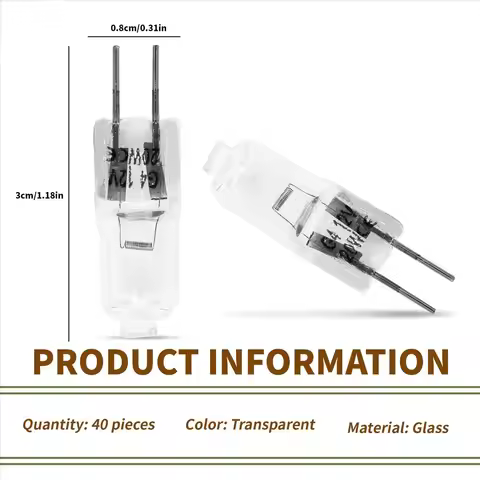 A50U 40PCS G4 12V 20W Halogen Lamp G4 12V Bulb Inserted Beads Crystal Lamp Halogen Bulb 20W 12V Halo