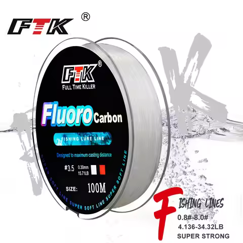 FTK 100m Fluorocarbon Fishing Lure Line 4.13-34.32LB Carbon Fiber Leader Fly Fishing Line Super Soft