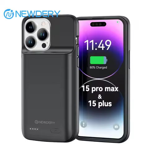 NEWDERY Battery Case for iPhone 15 Pro Max/iPhone 15 Plus Portable Rechargeable Extended Charger Cas