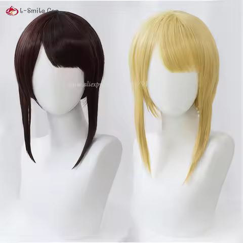 Game Cosplay Gardener Cosplay Emma Woods 30cm Brown/Yellow Cosplay Anime Wig Heat Resistant Syntheti