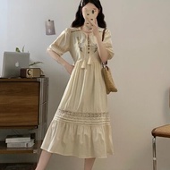 RUIHUAN | Đầm Dài Thêu Boho Có Túi Dây Cắt Pháp Xẻ Dài