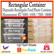 A-500/ 650/ 750/ 1000 Rectangular Food Disposable Plastic Container Microwaveable (50pcs+/-)