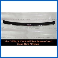 ☘️ ✉ ◕ Toyota Vios GEN4/4.5 2018 to 2022 Rear Bumper Guard 2tone Black/Chrome