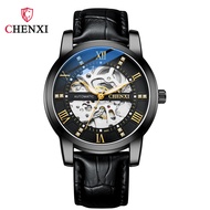 Chenxi Mens Skeleton Automatic Mechanical Watch leather Fashion Business Waterproof mens casual Watc