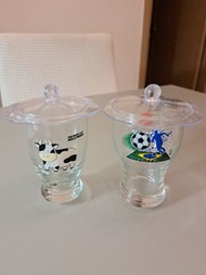 巴西足球玻璃杯／牛牛杯／紅A 花形杯蓋