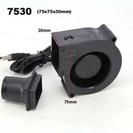 Powerful 75mm 7530 Cooling Turbo Blower Fan 2w 0.4a DC 5V USB CABLE for BBQ Wood-Burning Stoves  SG1