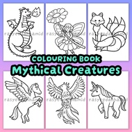 Mythical Creatures Colouring book Buku Kertas mewarna kanak-kanak Makhluk Mitologi  A5 | 12 pages | 