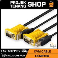 KVM VGA Switch Cable 4.6 Feet 1.5M USB 2.0- 15 Pin, Type A to B Connector