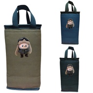 Thermal bag with name attached upon request labubu wearing one-color canvas glasses to hold a 4-comp