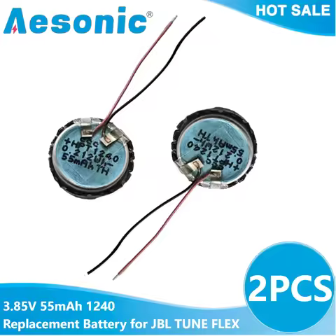 2PCS 3.85V 55mAh 1240 Rechargeable Battery for JBL TUNE FLEX TWS Bluetooth Earphone Wireless Headpho