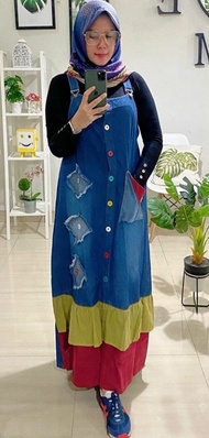 Qf.outer gamis jeans / gamis outer / pakaian wanita / baju muslim / gamis baru
