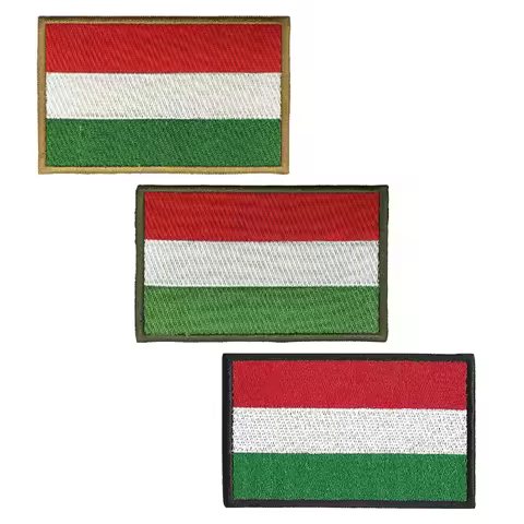 1PC Hungarian Flag Hungary Armband Embroidered Patch Hook & Loop Or Iron On Embroidery Badge Militar