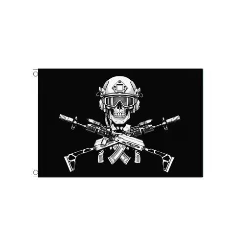 Tactical Skull Cross Guns Flag 2x3ft 3x5ft Military Style Banner for Man Cave & Patriotic Wall Decor