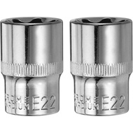 HARFINGTON 2pcs E-Torx Socket 1/2" Drive E22 External Torx Deep Socket CR-V 6 Point Spline Socket St