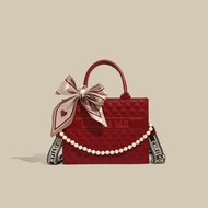 กระเป๋าผู้หญิง Zara Urhm สีแดง กระเป๋าแต่งงานสุดหรู กระเป๋าถือแบบทันสมัย กระเป๋าผู้หญิง PU ซิปตรง