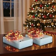 Qbis Battery Powered Fairy Lights for Halloween Decorations, 40 LEDs, Red, Orange, Yellow Battery Op