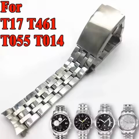 Watch Bracelet For TISSOT 1853 PRC200 T17 T461 T055 T014 Men Fold Clasp Strap Watch Accessories Stai