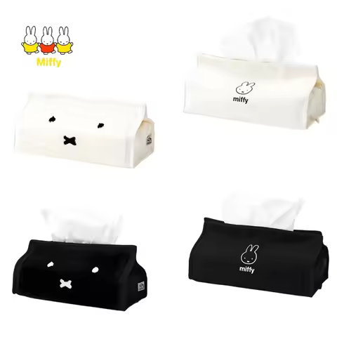 Kawaii Miffy Rabbit Tissue Box Cute Miffy Rabbit Cartoon Anime Living Room Desktop Storage Canvas Bo