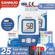 Sannuo CE Safe AQ Angel Home Use Blood Glucometer Digital Automatic Blood Sugar Analyzer Test Kit With 25 Pcs lancets &amp; 25 Pcs Test Strips