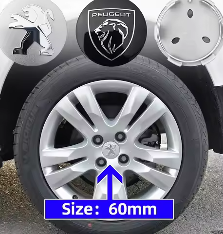 4PCS 60MM Car Wheel Center Covers Hub Caps Replacement Emblem For Peugeot 208 306 307 508 106 3008 4