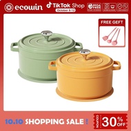 Ecowin 20cm/24cm Cast Iron Enamel Pot With Lid Non-Stick Soup Pot, Large Capacity Ceramic Pot Suitab