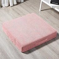 HIGOGOGO Square Floor Pillow for Adults Kids, Large Meditation Cushion Floor Pillow with Memory Foam &amp; Soft Tufted Cover, Washable Big Pillow Seat Floor Cushion for Sitting Yoga 22" Pink