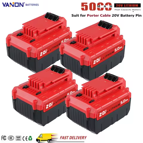 VANON 1/2/4Pack 5.0Ah PCC685L Replace for Porter Cable 20V MAX PCC682L PCC680L Battery Pin with PCC6