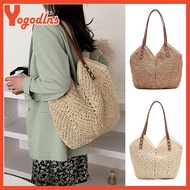 Yogodlns Summer Straw Bucket Shoulder Bag Women Large Capacity Beach Bags Vacation Rattan Tote Bag