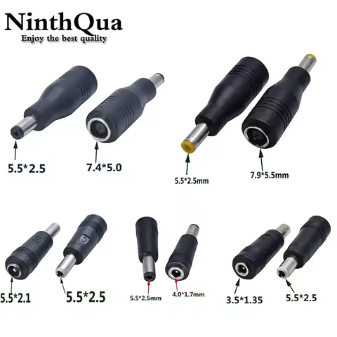 5.5 x 2.5 mm DC Power Plug Adapter - Male to Multiple Female Jacks (7.9 x 5.5, 7.4 x 5.0, 3.5 x 1.35