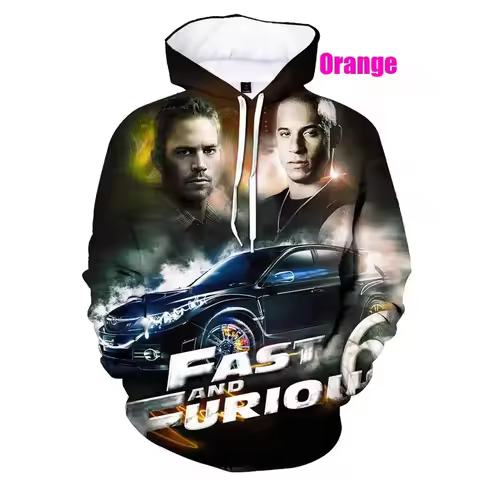 Men's Fashion Fast and F-Furious 3D Printing Hoodie Casual Tracksuit Men Movie Sweatshirt