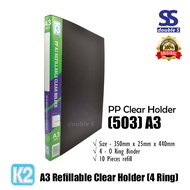 K2 A3 Refillable Clear Holder 4Ring /10 Refill (503)/A4 Clear Holder(501)