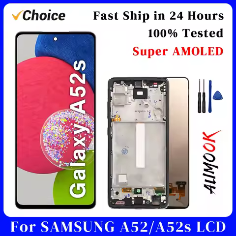 A52 A52s Screen for SAMSUNG A525 A528 LCD Display Touch Screen Digiziter Assembly Super  AMOLED For 