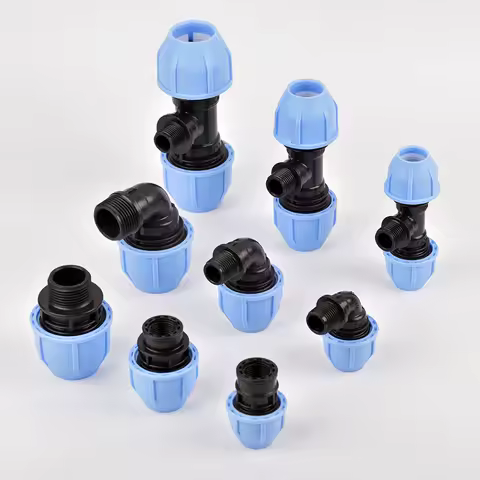 1/2" 3/4"1" Thread to 20/25/32 PE Pipe Straight Tee Elbow Connector Irrigation System PE PVC Tube Co