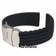 20mm Black Silicone Rubber Watch Strap