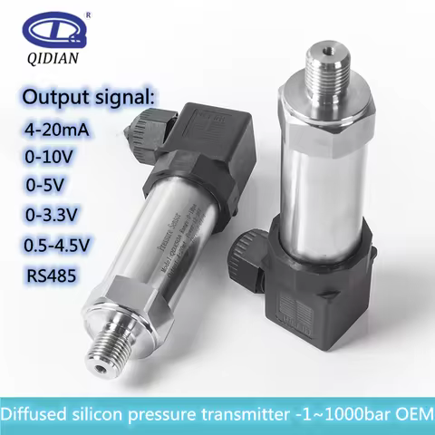 4-20mA 0-3.3V Pressure Sensor, 0.1bar 1Mpa 100psi pressure, 24V Supply, G1/4" pressure 0.2bar 1 bar 