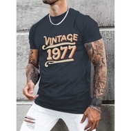 top teeVintage 1977 Print T Shirt, Tees For Men, Casual Short Sleeve T-shirt For Summer