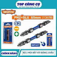 WADFOW TOOLS Set of 2 double-headed screwdriver bits PH2+SL6 65mm WSV3K63