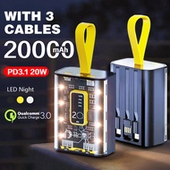20000mAh PowerBank Fast Charging Transparent Powerbank Portable