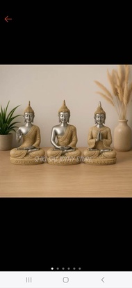 Medium Silver or Golden Buddha Statue in Abhaya Mudra Dhyana Mudra  Anjali Mudra