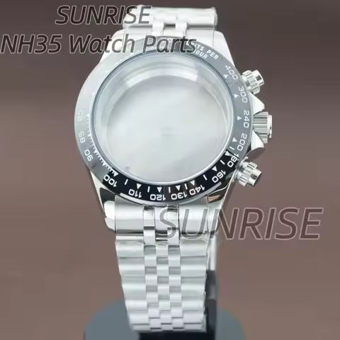 39mm VK63 Watch Case Jubilee Strap Stainless Steel Sapphire Crystal Waterproof For Daytona Seiko VK6