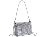 Ella Lust Women's Sparkling Evening Bag - Silver Rhinestone Purse Bride Wedding Clutch Glitter Chain