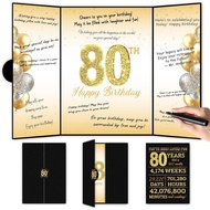 Black Gold 80th Birthday Party Decorations, Happy 80th Birthday Guest Book for Men Women 80th Birthd