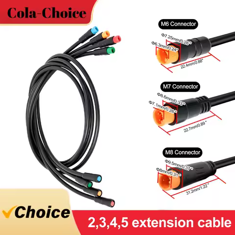 1pcs M6 EBIKE cable 2 3 4 5 Pin 60(23Inch)-90cm(35inch) Speed Sensor，Light wires, brake male to fema
