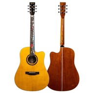 Kazuki Art Series (All Solid) กีตาร์โปร่ง กีตาร์โปร่งไฟฟ้า 41 นิ้ว ไม้แท้ทั้งตัว ทรง Dreadnought Cut