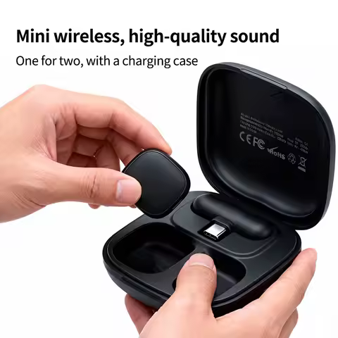 AI Noise Cancellation Wireless Lavalier Lapel Microphone Live Home Studio for iPhone 15 16 17 Androi